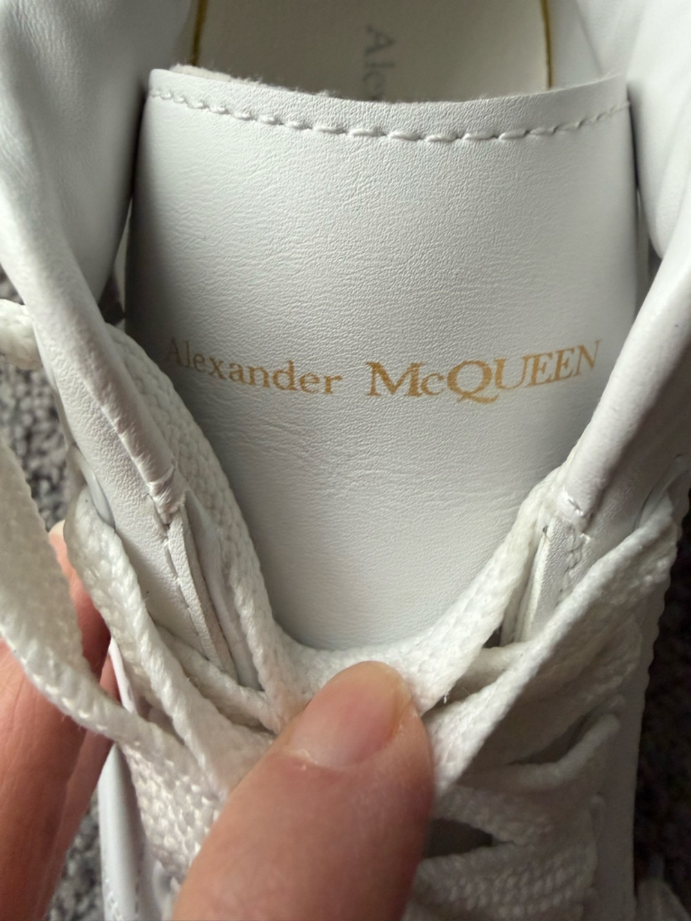 Alexander McQueen White Platform Sneakers with Gold Heel - Picture 4 of 7